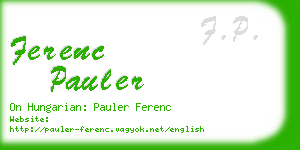 ferenc pauler business card